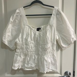 NWT White Gap Puff Elastic Sleeve Blouse
